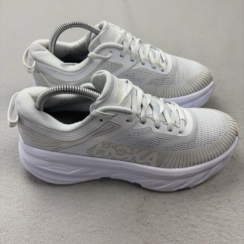 Hoka One One Bondi 7 Shoes Womens Size 8.5 White Running Sneakers Cushioned